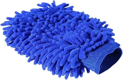Autowashandschoen Microvezel - Reinigingsdoek Auto - Voertuig Onderhoud - Dubbelzijdig Gebruik - 4 Stuks - Blauw