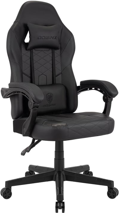CLP Collins Gaming Bureaustoel - Ergonomische Racing Stoel met Massagefunctie - Verstelbare Rugleuning - 150 kg - Kunstleer - zwart