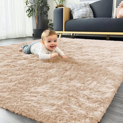 Dailygoods- Vloerkleed Hoogpolig - Antislip Tapijt - Machinewasbaar - Zacht - 160 x 220 cm - Veiligheidswaarschuwing: Houd vloer droog