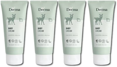 Derma Eco Baby Creme - 4 x 100ml - Parfumvrij - Hypoallergeen - voor Gevoelige Babyhuid