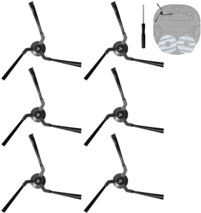 PromoHome 6-delige set zijborstels voor robotstofzuigers - Zachte siliconen borstels met reinigingshulp