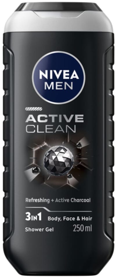 NIVEA Men Douchegel Active Clean - 3 x 250 ml - Voordeelverpakking