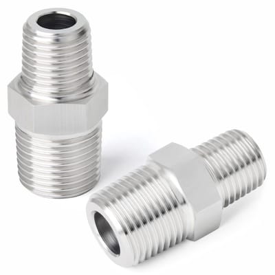 Allecto - Verloopstuk - Roestvrij staal 304 - Zeskantnippel - 1/2" x 1/8" - Industrieel gebruik - Duurzaam en corrosiebestendig - Geschikt voor bu