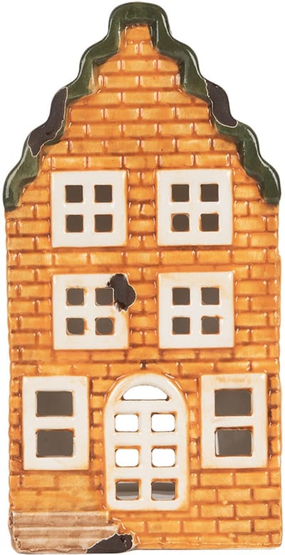 Clayre & Eef Waxinelichthouder Huis 9x10x19 cm Oranje Keramiek