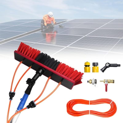 Raamreinigingsset Telescoopsteel - Glasbewassing Set - Hoge Ramen Schoonmaken - Watergevoede Borstel - Tot 10 Meter - Aluminium