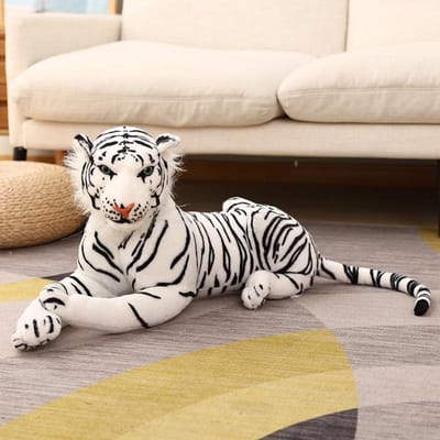 Jouets Peluches Tigre Géant Réalistes 50/75cm Peluches Douces Animaux Sauvages Simulation Tigre Blanc Brun Poupée Anime Cadeaux d'Anniversaire Enfants 50cm brique réfractaire