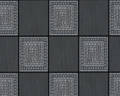 GRAFISCHE TEGELS BEHANG - Grijs Metallic Zwart - AS Creation Il Decoro