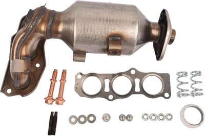 Katalysator - Uitlaat Converter - Auto Onderhoud - Inclusief Montageset - 38.2 x 22.2 x 16 cm - Zilver