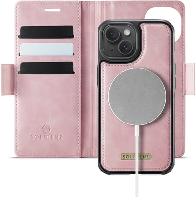 Solidenz Luxe 2-in-1 Wallet Hoesje geschikt voor iPhone 14 - Geschikt voor MagSafe Hoes - Afneembare Case - Roze