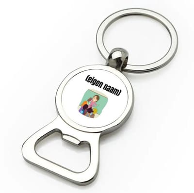 Akyol - juf met kinderen met eigen naam flesopener - Juf - leraressen - collega's - verjaardag - afscheidscadeau - geschenk - kado - 9 bij 3 cm