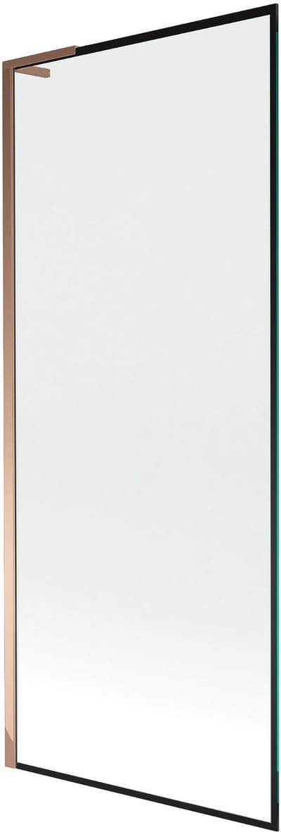 Mexen Next L badwand 1-vleugelig 80 x 150 , zwart frame, roze goud - 895-080-000-03-70-60