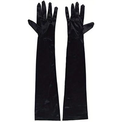 Gants de soirée pour femmes, couleur unie, mitaines à doigts longs pour événements et activités, rouge, blanc, rose 53 CM noir