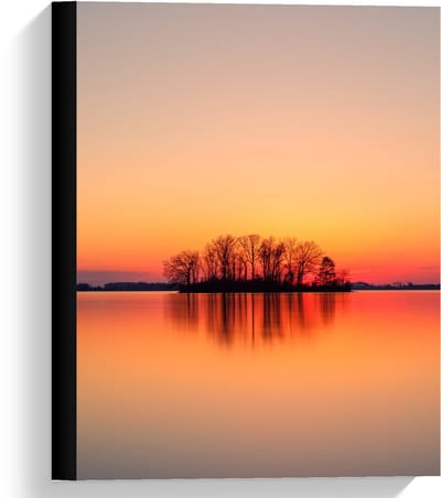 Canvas  - silhouet Eilandje tijdens Zonsondergang - 30x40cm Foto op Canvas Schilderij (Wanddecoratie op Canvas)