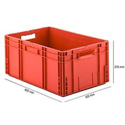 Stapelbak Eurobox MF 6270 - polypropeen - L 600 x B 400 x H 270 mm - 52 L  - open handgrepen -rood