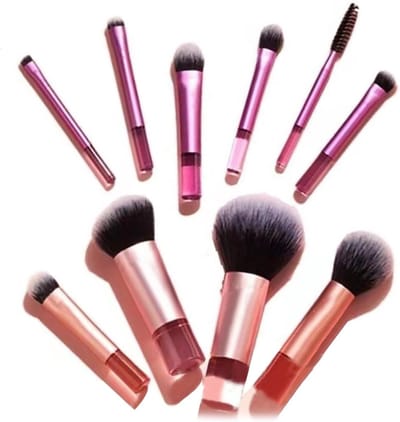 Mini Make-up Borstel Set met 10 stuks - Draagbare Reizen Cosmetische Borstels Kit - Handige Make-up Gereedschap