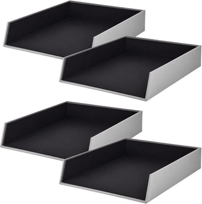 Set van 4 A4 opbergmanden - stapelbare brievenbakken voor papier en mappen - 26 x 6 x 32 cm
