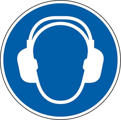 Sticker gehoorbescherming verplicht - ISO 7010 - M003 200 mm