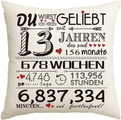 Dailygoods - Kussensloop - Cadeau voor 13-jarige - Verjaardagscadeau - 45 x 45 cm - Sierkussenhoes - Happy Birthday - Geschikt voor slaapkamer, woonka