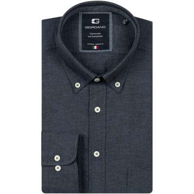 Giordano - Lange mouw overhemd - Heren - XXL - Blauw - Katoen - 527005