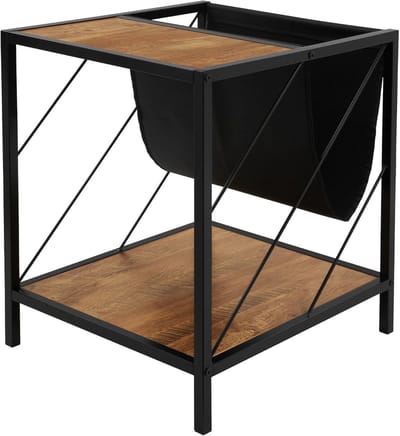 Bijzettafel met frame - Banktafel opbergvak - Woonkamer inrichting - Geïntegreerd tijdschriftenvak - 48x43x54 cm - Bruin eiken