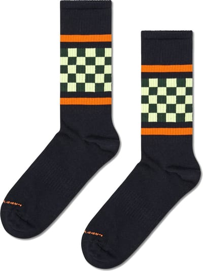 Happy Socks Checked Stripe Sneaker Sock - unisex sokken - zwart - Unisex - Maat: 41 - 46