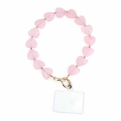 Telefoonkoord - Hartjes - Roze - Goud - Met bevestigingspad - Trendy telefoonkoord