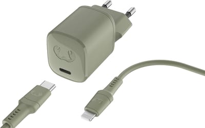 Fresh 'n Rebel USB-C mini Snellader - Inclusief oplaadkabel voor iPhone (2m) - 20W PD - USB-C oplader - Compact en Veilig - Dried Green