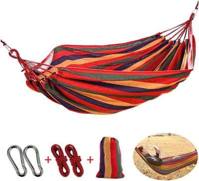 Hangmat voor buiten - Kampeerhangmat Dubbel - Ontspannen in de tuin - Inclusief haken lussen - 150 x 190 cm