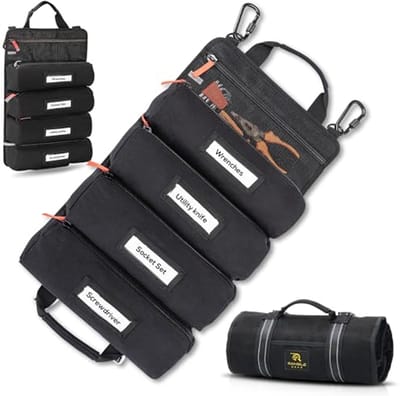 Roll-Up Gereedschapstas Organizer met Karabijnhaken - Duurzame Tool Bag met Labels