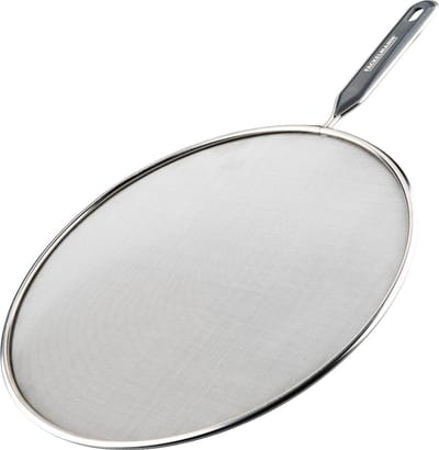 Fackelmann 42344 Spatbeschermingsdeksel, spatbeschermingsdeksel voor koken tegen olie, Plastic, Roestvrij staal, 43,5 x 28,9 x 0,6 cm