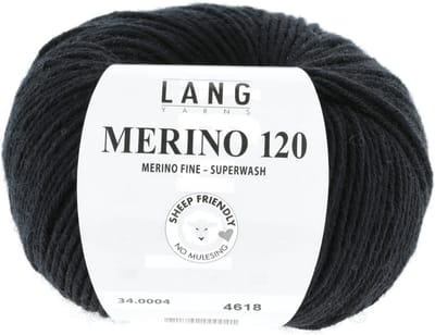 Lang Yarns Merino 120 - 04 zwart - Merinowol Garen