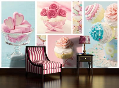 Cupcakes Marshmallows Photo Wallcovering