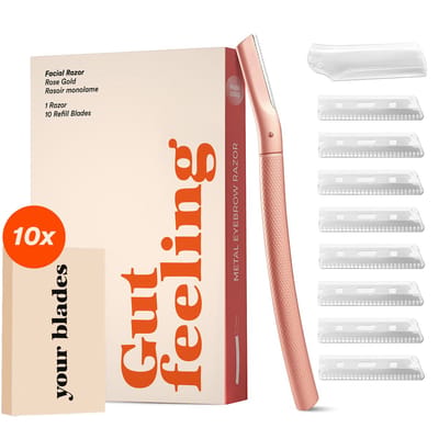 Gutfeeling Dermaplaning Scheermesje - Veilig Wenkbrauw Mesje - Voor Vrouwen - Eyebrow & Facial Razor - Epileren - Scheermesjes voor Gezicht - Set van 10 Mesjes + Beschermkapje