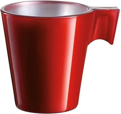 Lumicarc Espresso kopjes - 2x - rood metallic - koffiekopjes van 80 ml - 6 x 5.5 cm - keramiek