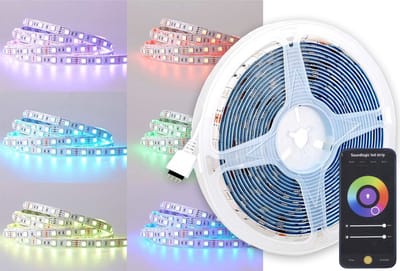 Soundlogic LED Strip 5 Meter - Zelfklevend - Bluetooth Smart LED Snoer - LED Snoer Verlichting -RGB kleuren- 150 LEDs - Tuya Smart Bediening