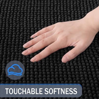 Mezcla Badkamermat 60 x 120 cm, extra zachte antislip absorberende waterchenille-badtapijten, machinewasbaar, sneldrogende badmatten voor badkamervloer, douche, woondecoratie, zwart