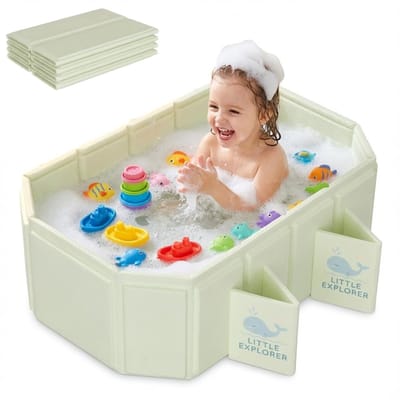 Dailygoods- Babybad Opvouwbaar - Antislip - Ruimtebesparend - Draagbaar - Walvismotief - Veiligheidswaarschuwing - Babybadkuip