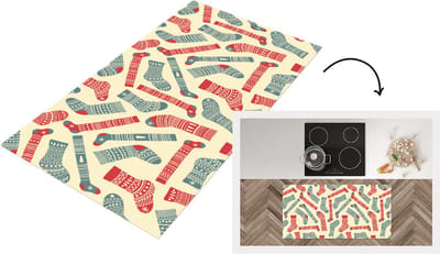 Keukenloper - Loper keuken - Kerst - Sokken - Patronen - 120x60 cm - Keukenloper vinyl