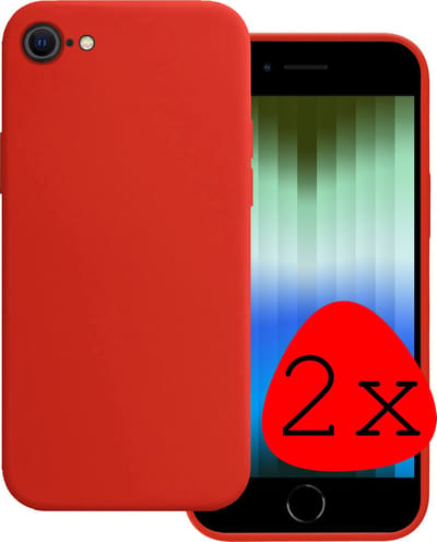 Hoesje 2 Stuks - Geschikt voor Apple iPhone SE (2022) - Sterk & Shockproof - Case Siliconen - Back Cover - Telefoon Hoes - Rood