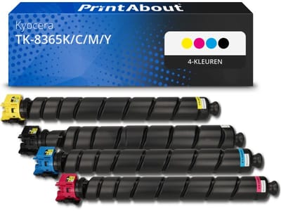 PrintAbout huismerk Toner TK-8365K/C/M/Y 4-kleuren Multipack Geschikt voor Kyocera