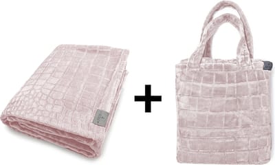 LINNICK Flanel Fleece Deken Crocodile - Light Pink - 200x220cm - Fleece Plaid - Fleece Deken 200x220
