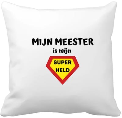 Akyol - mijn meester is mijn superheld Kussen hoes - Meester - super meester - verjaardag - cadeautje voor meester - meester artikelen - kado - geschenk - collega's - 40 bij 40 cm