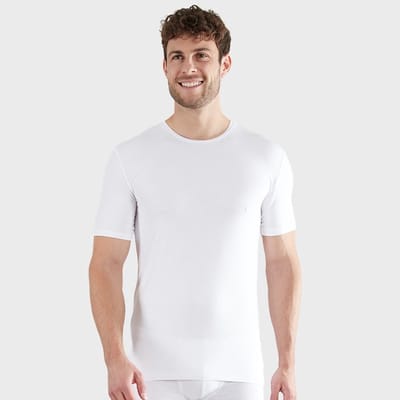CECEBA Bamboo 2-pack Heren Ondershirt - ronde hals - Wit