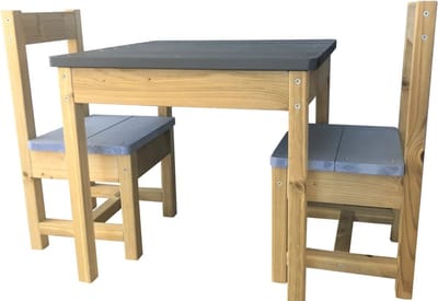 Kinder Tuinset FSC-Hout – Tafel met 2 Stoelen – Educatief Buitenmeubilair voor Kinderen 3–6 Jaar – Duurzaam & Veilig
