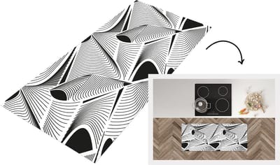 Keukenloper - Loper keuken - Patroon - Abstract - Zwart Wit - 120x50 cm - Keukenloper vinyl