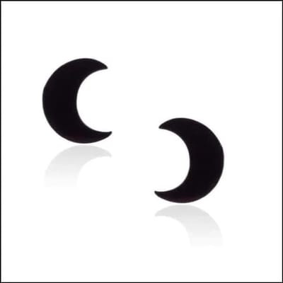 Aramat Jewels | Oorbellen | RVS Maan Oorbellen Diverse Kleuren - Trendy Moon Studs | Zwart-10x9mm | Staal | Kinderen, Volwassenen | Verkleurd niet