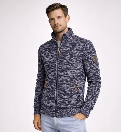Lizzard Sports Heren Vest met Rits Navy Milans - Maat S - Full Zip Cardigan Heren met Opstaande Kraag - Coltrui Heren Look