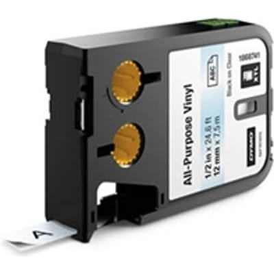 DYMO 1868741 XTL tape vinyl zwart op transparant 12mm (origineel)