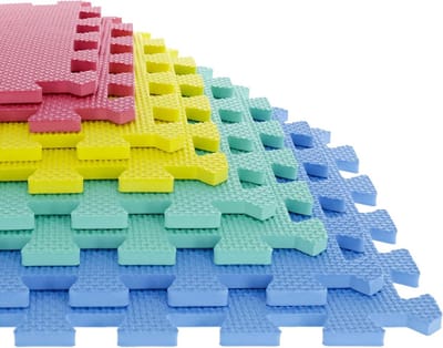 Schuimmat vloertegels - Antislip EVA-schuimvloeren voor oefeningen, yoga, camping, kinderen en speelkamers - 8-delige set, meerkleurig, 31,5 cm X 31,5 cm X 1,0 cm