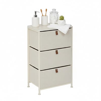 5FIVE Badkamerkast Pisa - 3 mandjes - beige - 45 x 30 x 73 cm - hout/metaal/stof - opbergen